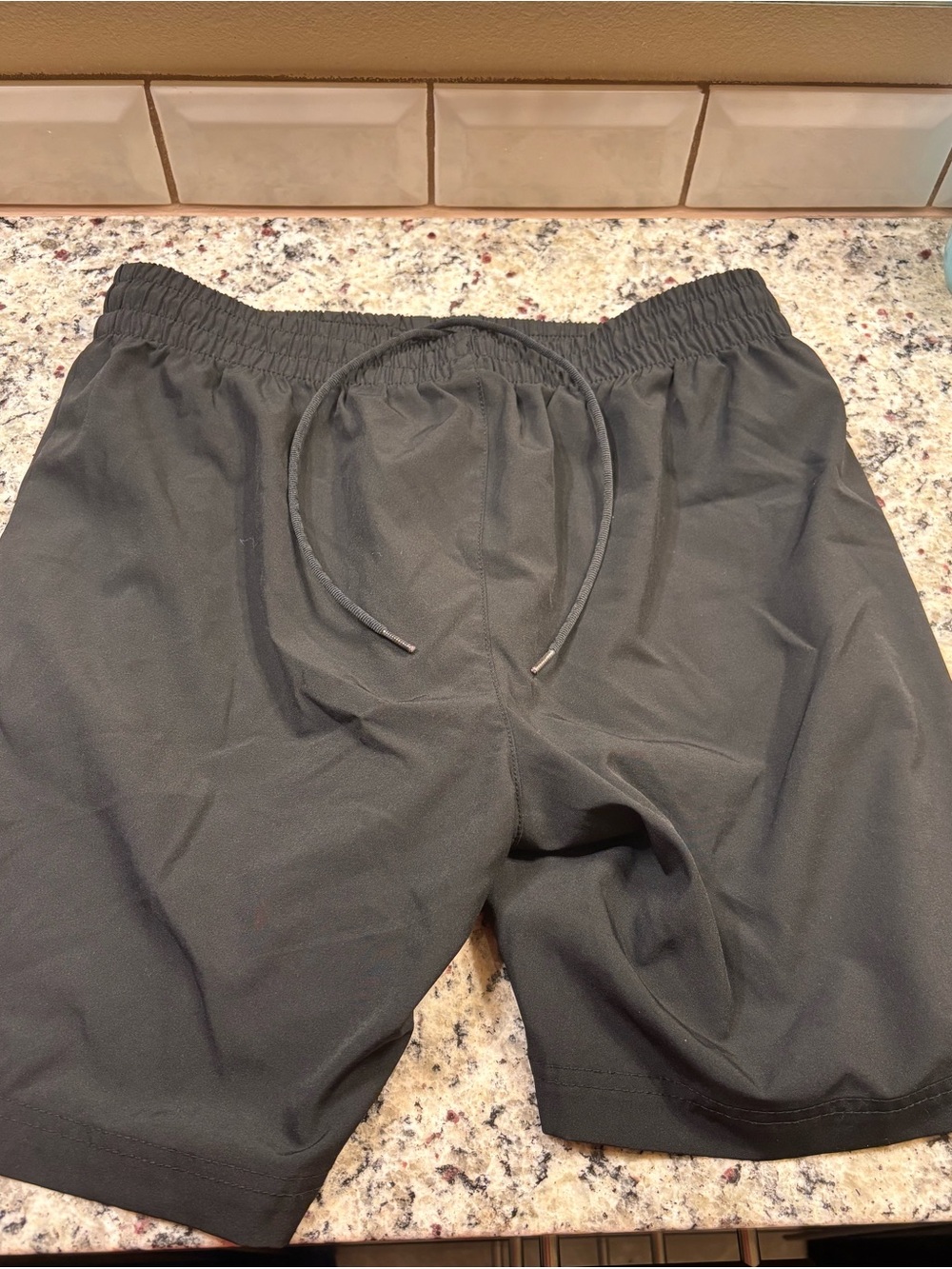 Men's Black Athletic Drawstring Shorts